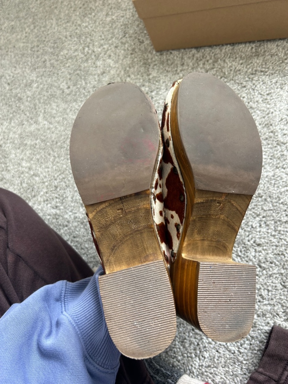 Matisse Brown and White Cowhide Clog Mules - Picture 3 of 4